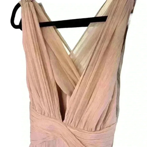 ASOS Design Bridesmaid Ruched Bodice Drape Maxi Dress In The  Color Blush Size 4 - Picture 7 of 10